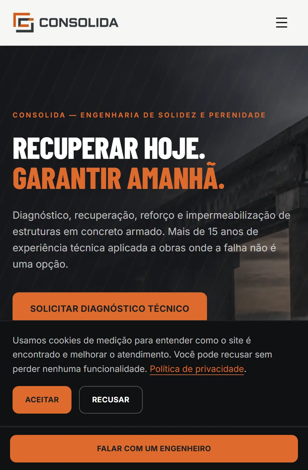Site da Consolida — engenharia de recuperação e reforço de estruturas em concreto armado