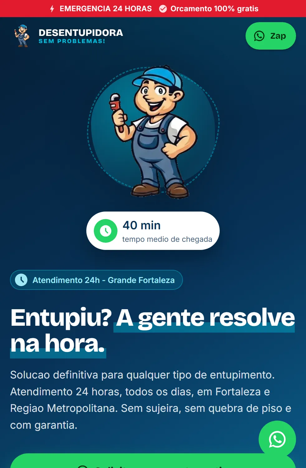 Site da Desentupidora Sem Problemas — hidrojateamento em Fortaleza