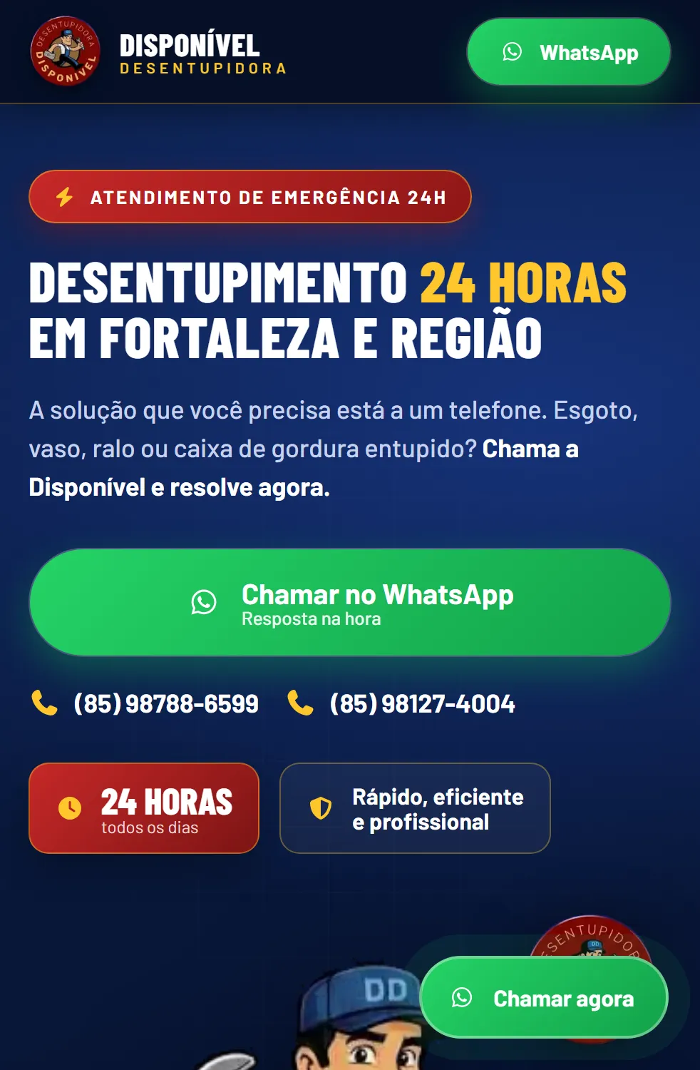 Site da Desentupidora Disponível — desentupimento 24h em Fortaleza